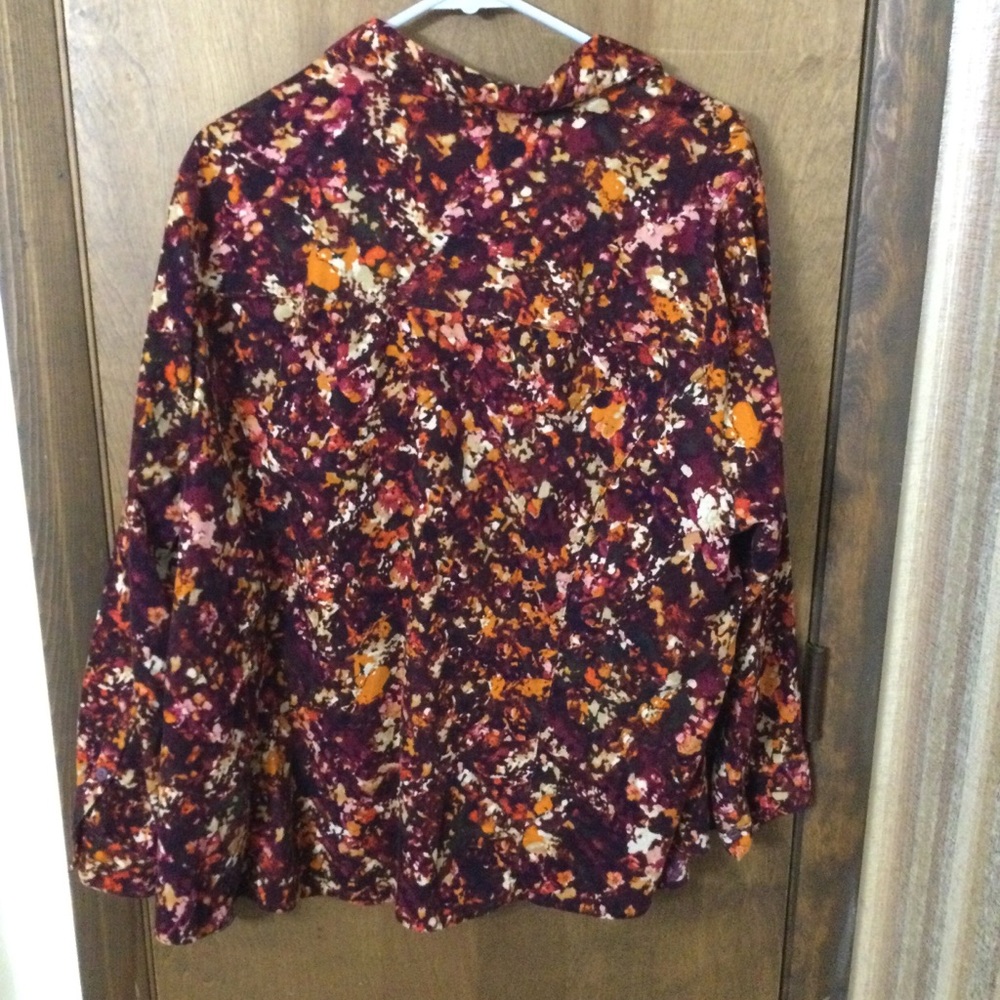 Catherines Top 1X 18/20 Plus Button Down Art to Wear Corduroy Office Collared - Picture 3 of 5